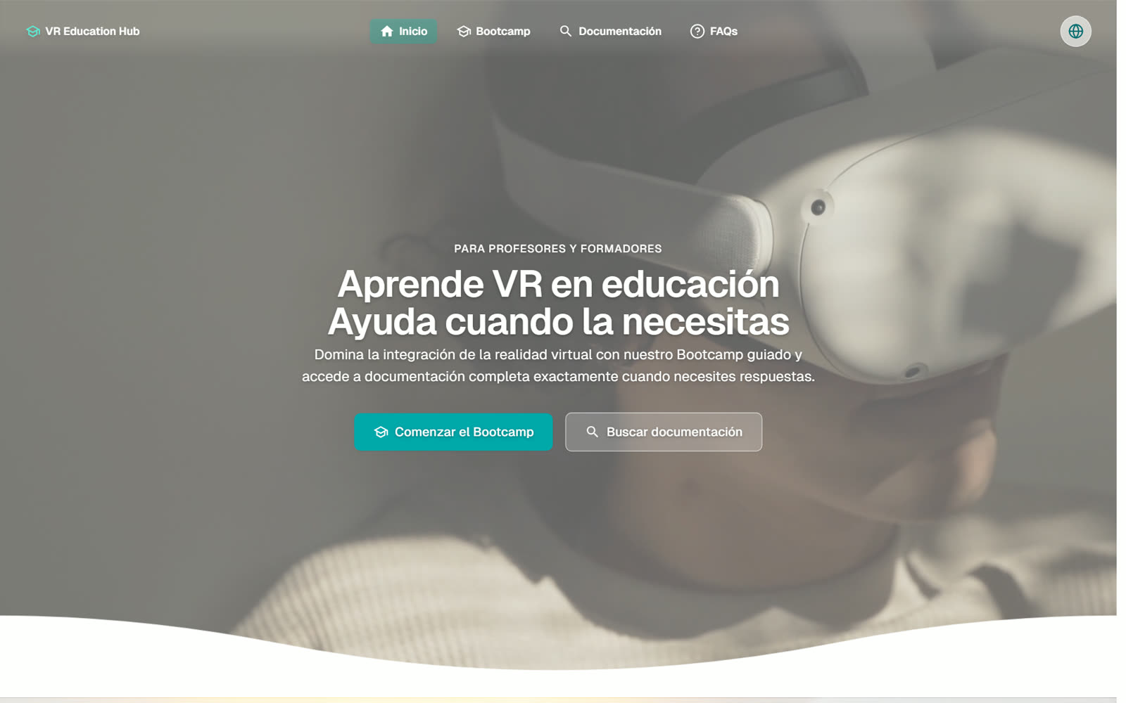 El VR Bootcamp de MetaMedicsVR — módulos guiados y documentación bajo demanda para docentes que adoptan VR.