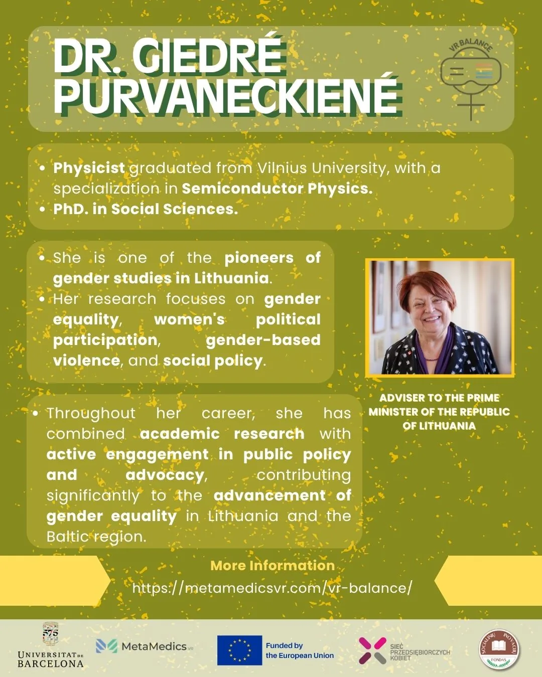 Dr. Giedrė Purvaneckienė — Adviser to the Prime Minister of the Republic of Lithuania, pioneer of gender studies in Lithuania